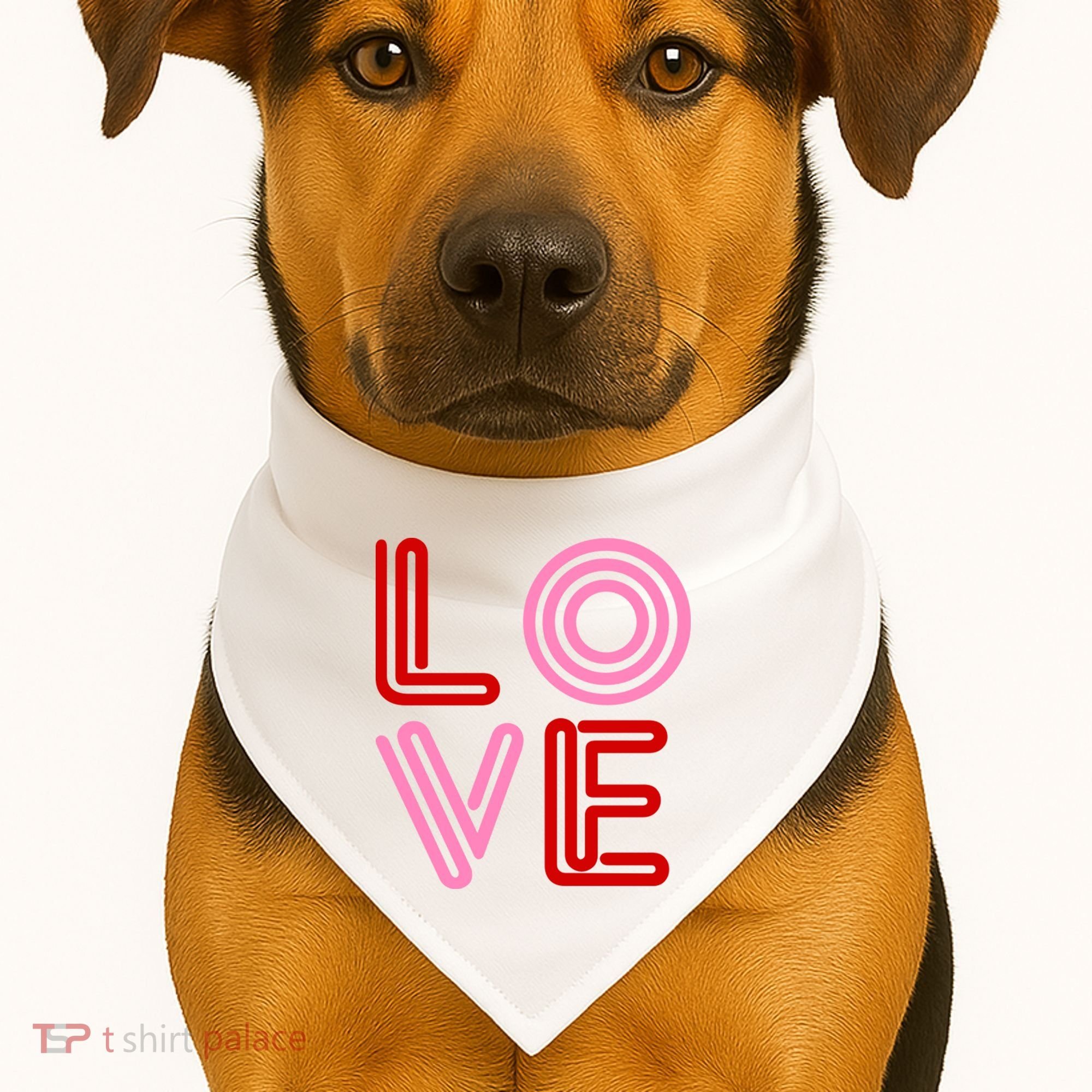 Love Valentines Day Pink And Red Logo USA-Made Doggie Bandana