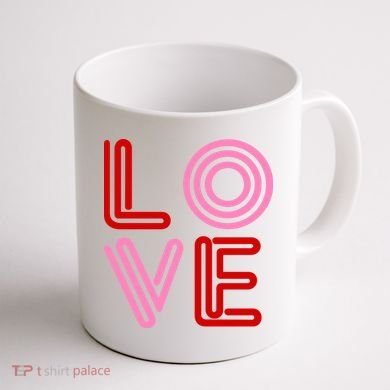 Love Valentines Day Pink And Red Logo Coffee Mug back
