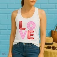 Love Valentines Day Pink And Red Logo Women's Tank Top thumb 2