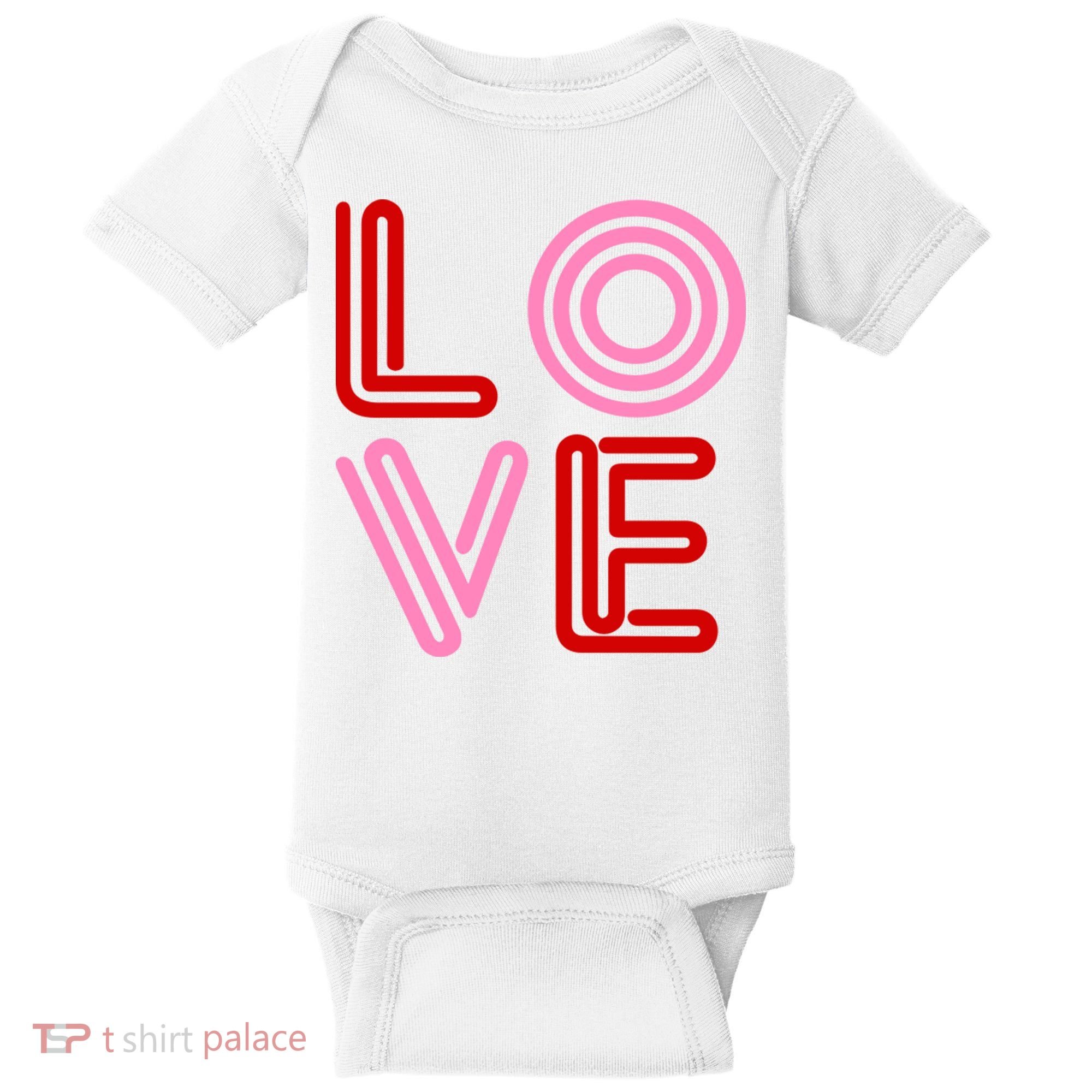 Love Valentines Day Pink And Red Logo Baby Bodysuit