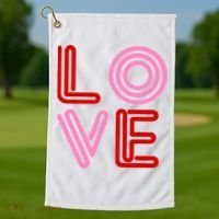 Love Valentines Day Pink And Red Logo Golf Towel thumb 1