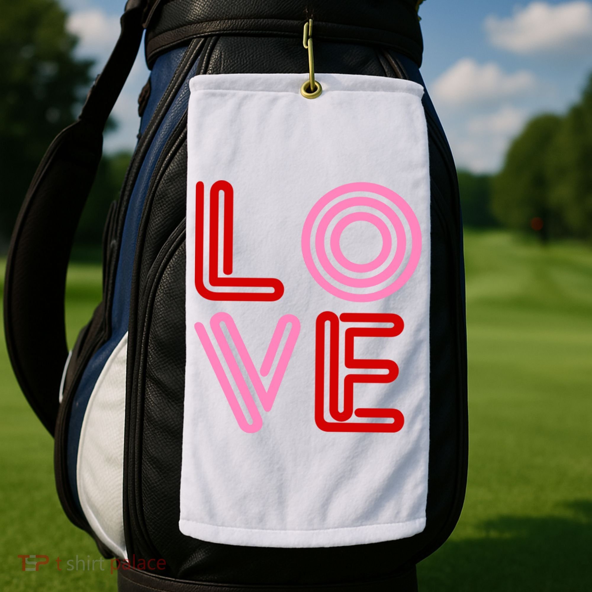 Love Valentines Day Pink And Red Logo Golf Towel