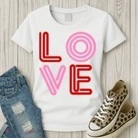 Love Valentines Day Pink And Red Logo Women's T-Shirt thumb 3