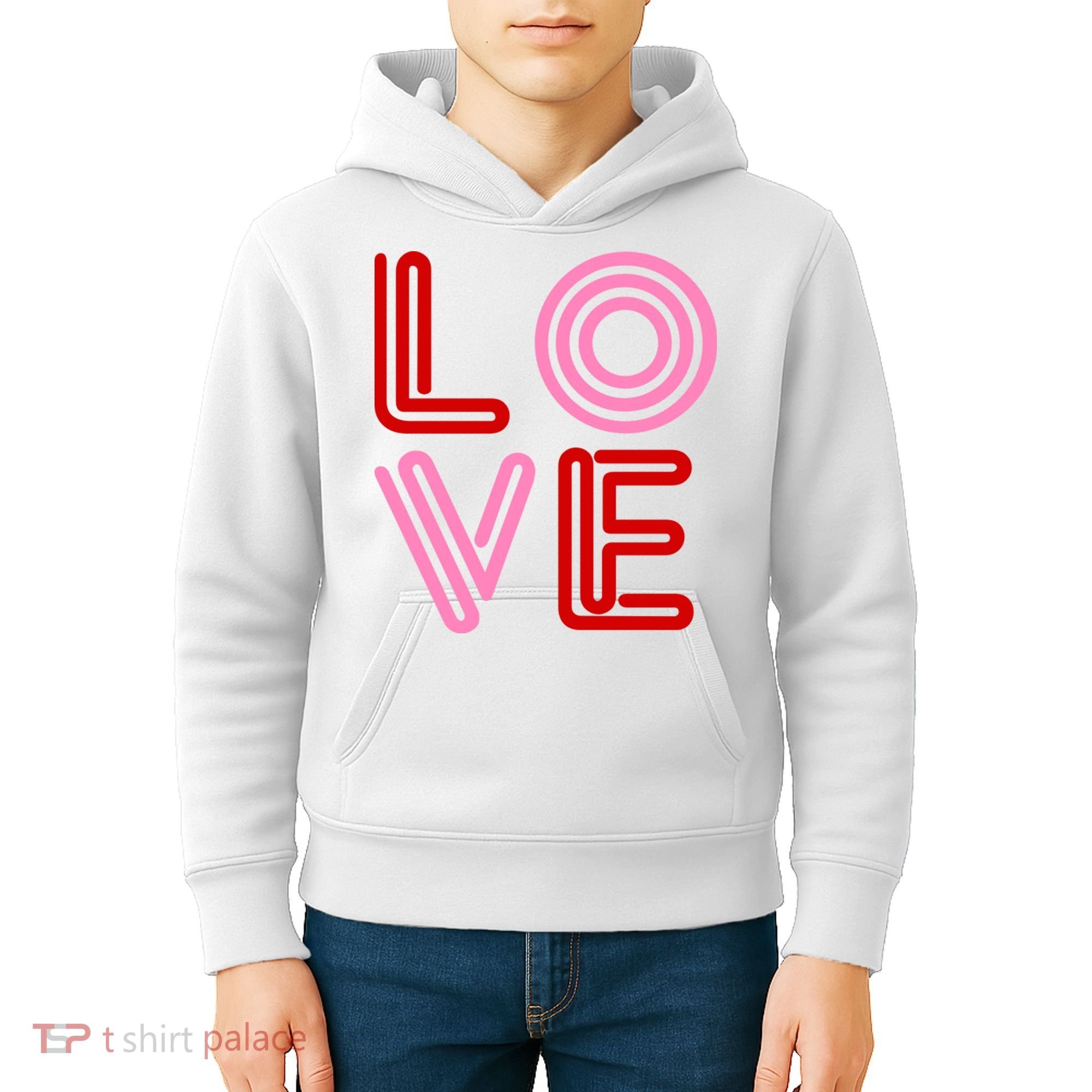 Love Valentines Day Pink And Red Logo Kids Hoodie