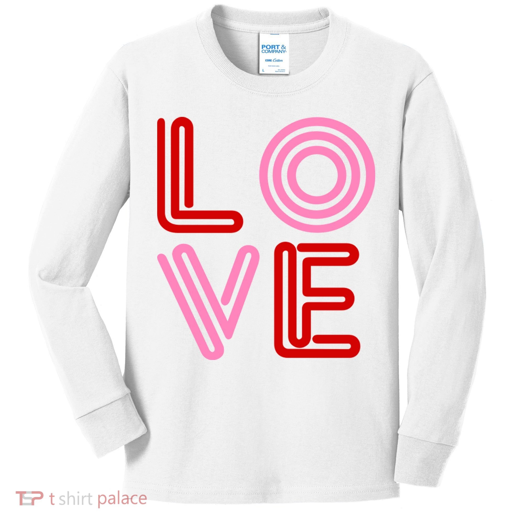 Love Valentines Day Pink And Red Logo Kids Long Sleeve Shirt