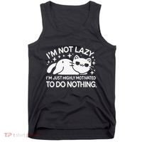 Lazy Vs I’M Just Highly Motivated To Do Nothing Funny Cat Tank Top thumb 0