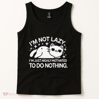 Lazy Vs I’M Just Highly Motivated To Do Nothing Funny Cat Tank Top thumb 2