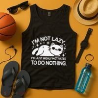 Lazy Vs I’M Just Highly Motivated To Do Nothing Funny Cat Tank Top thumb 4