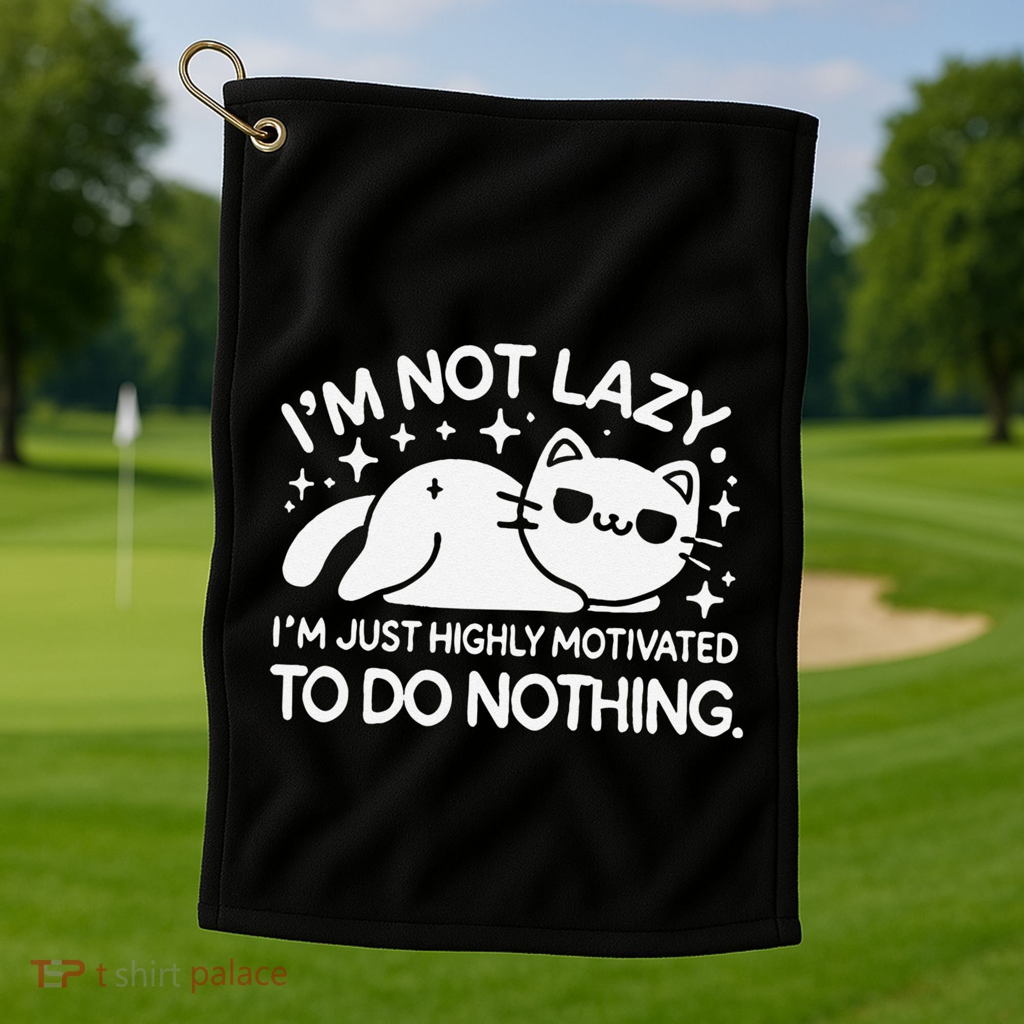 Lazy Vs I’M Just Highly Motivated To Do Nothing Funny Cat Golf Towel