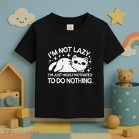 Lazy Vs I’M Just Highly Motivated To Do Nothing Funny Cat Toddler T-Shirt thumb 3
