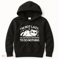 Lazy Vs I’M Just Highly Motivated To Do Nothing Funny Cat Kids Hoodie thumb 0