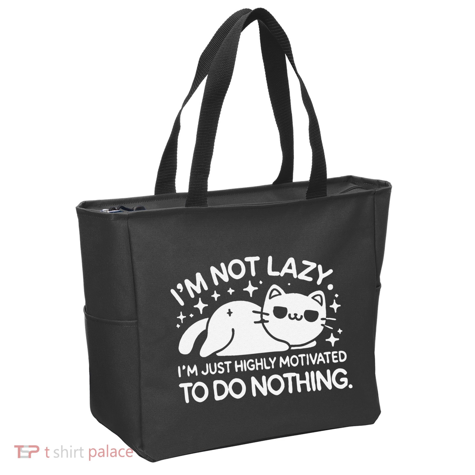 Lazy Vs I’M Just Highly Motivated To Do Nothing Funny Cat Tote Bag
