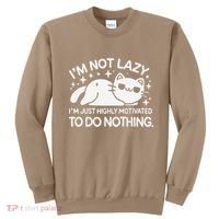 Lazy Vs I’M Just Highly Motivated To Do Nothing Funny Cat Sweatshirt thumb 0