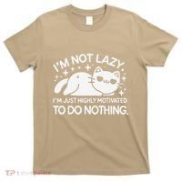 Lazy Vs I’M Just Highly Motivated To Do Nothing Funny Cat T-Shirt thumb 0