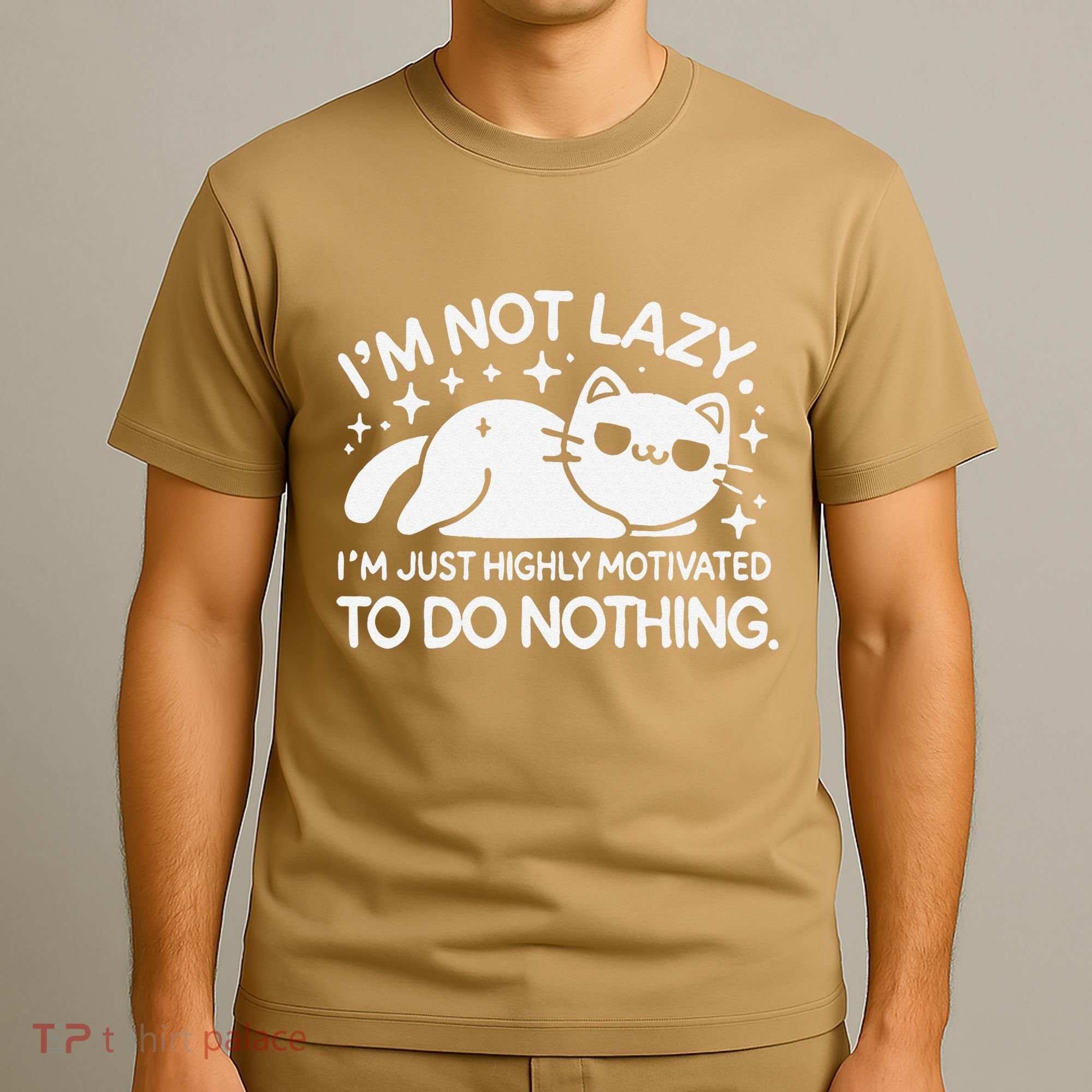 Lazy Vs I’M Just Highly Motivated To Do Nothing Funny Cat T-Shirt