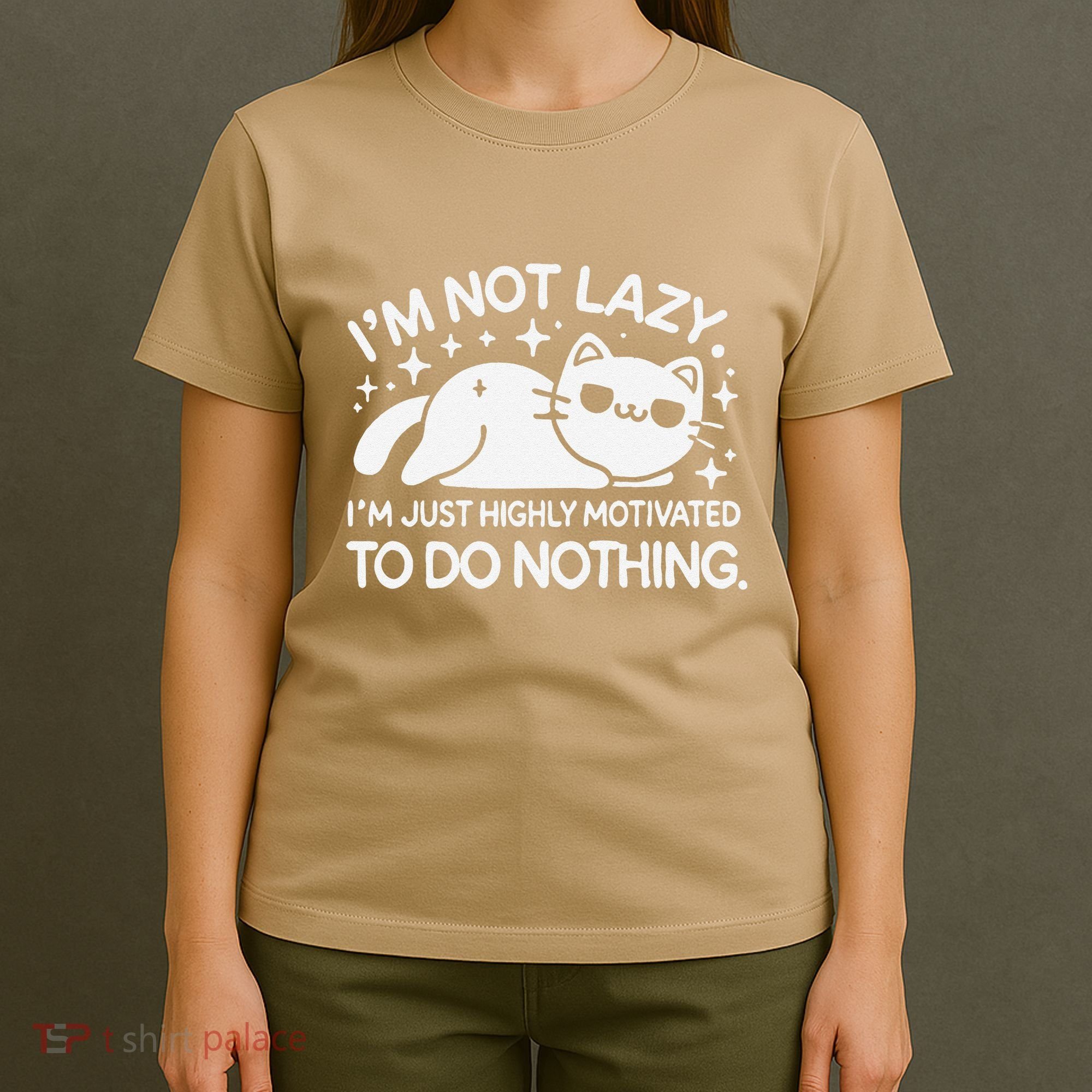 Lazy Vs I’M Just Highly Motivated To Do Nothing Funny Cat T-Shirt