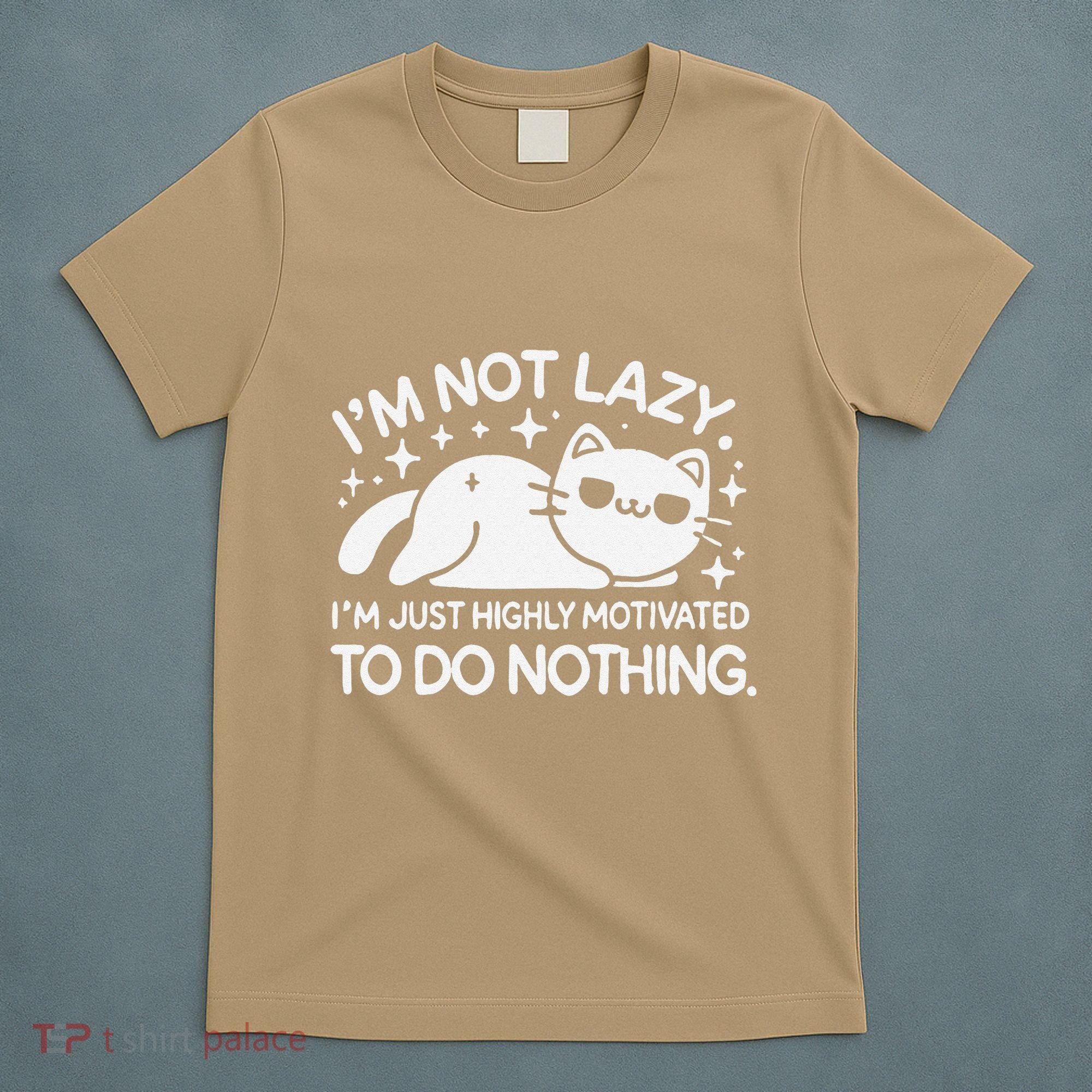 Lazy Vs I’M Just Highly Motivated To Do Nothing Funny Cat T-Shirt