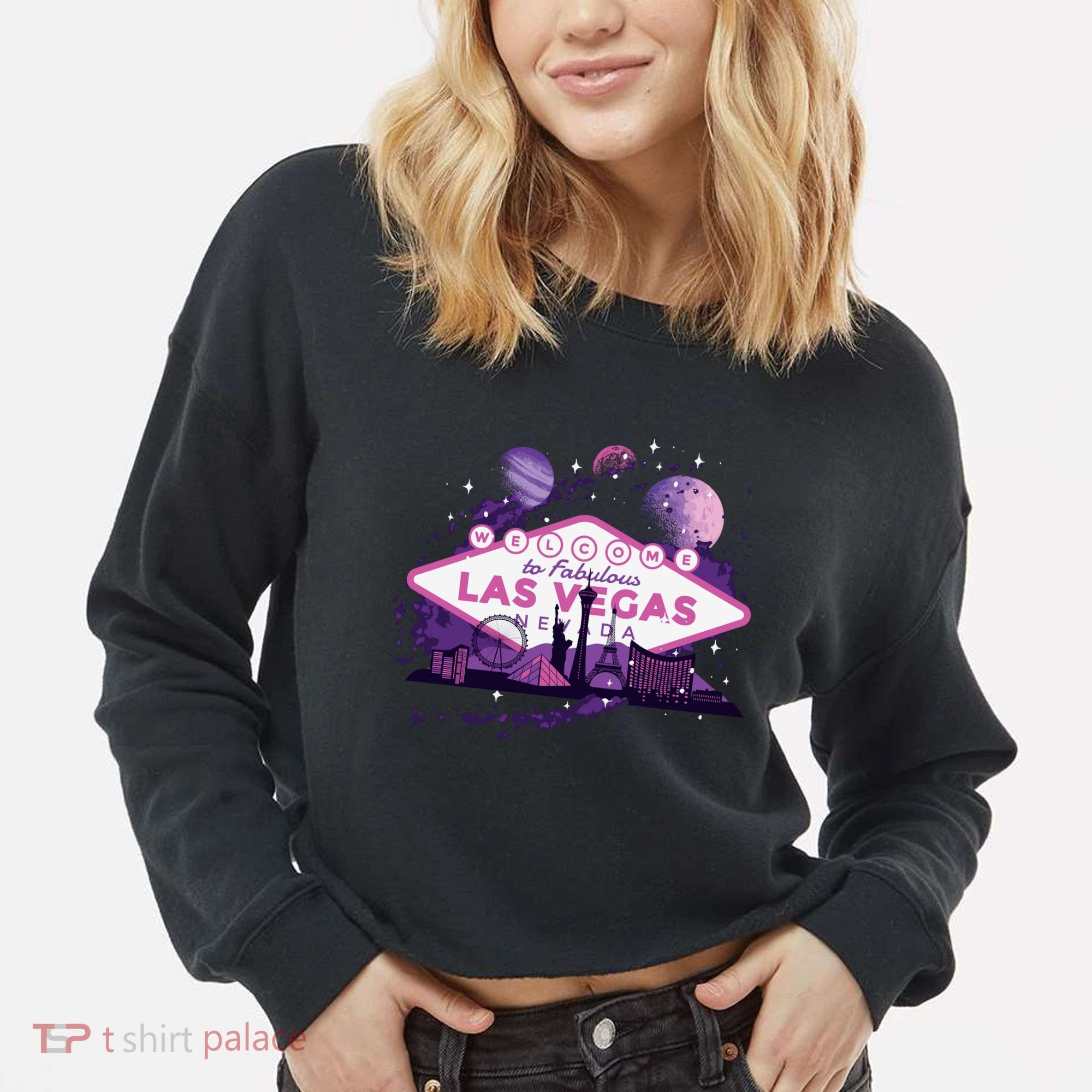 Las Vegas Cropped Pullover Crew