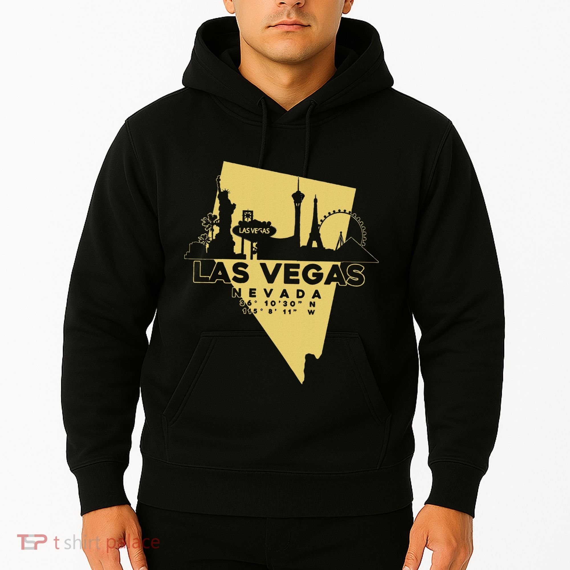 Las Vegas Nevada Skyline Gps Coordinates Hoodie