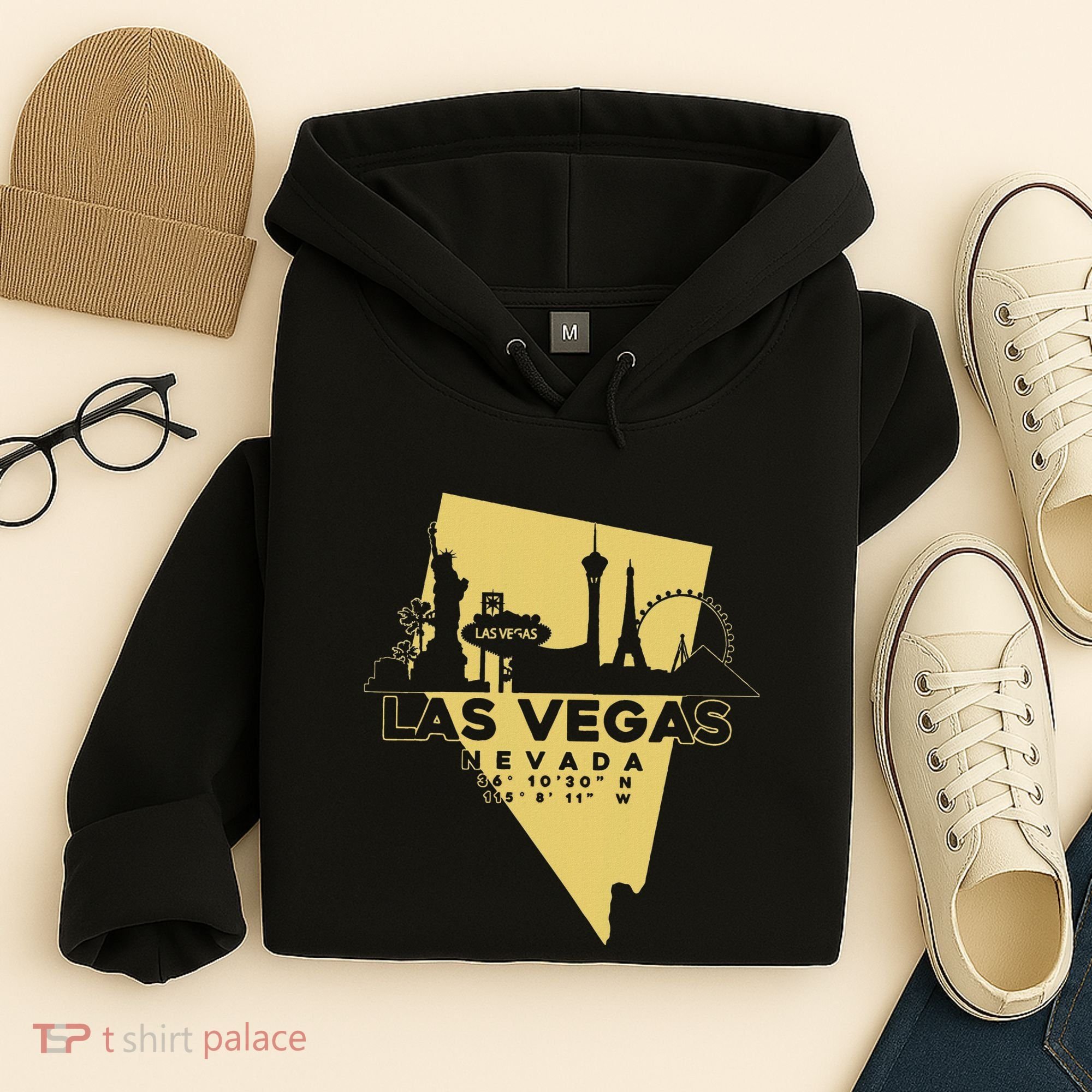 Las Vegas Nevada Skyline Gps Coordinates Hoodie
