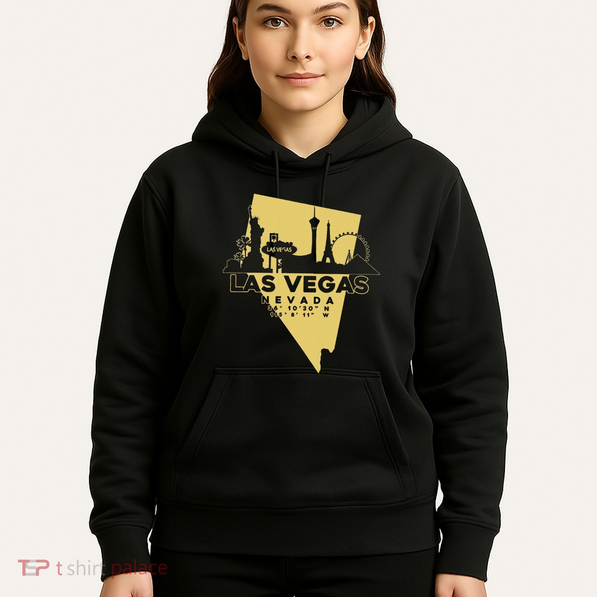 Las Vegas Nevada Skyline Gps Coordinates Hoodie