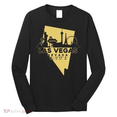 Las Vegas Nevada Skyline Gps Coordinates Long Sleeve Shirt