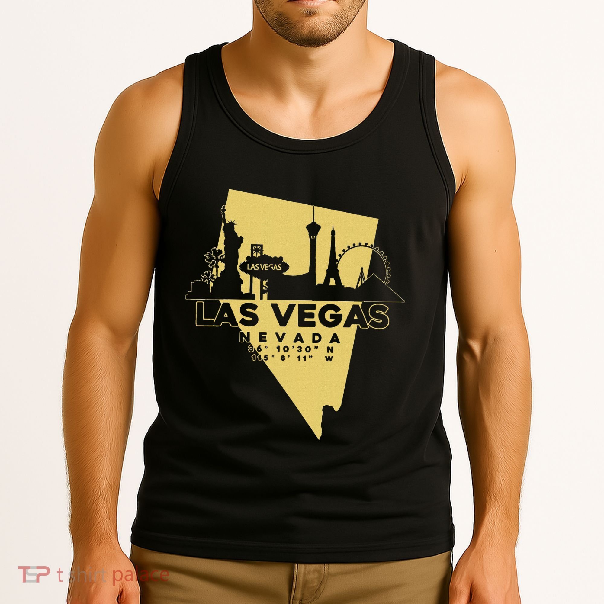 Las Vegas Nevada Skyline Gps Coordinates Tank Top