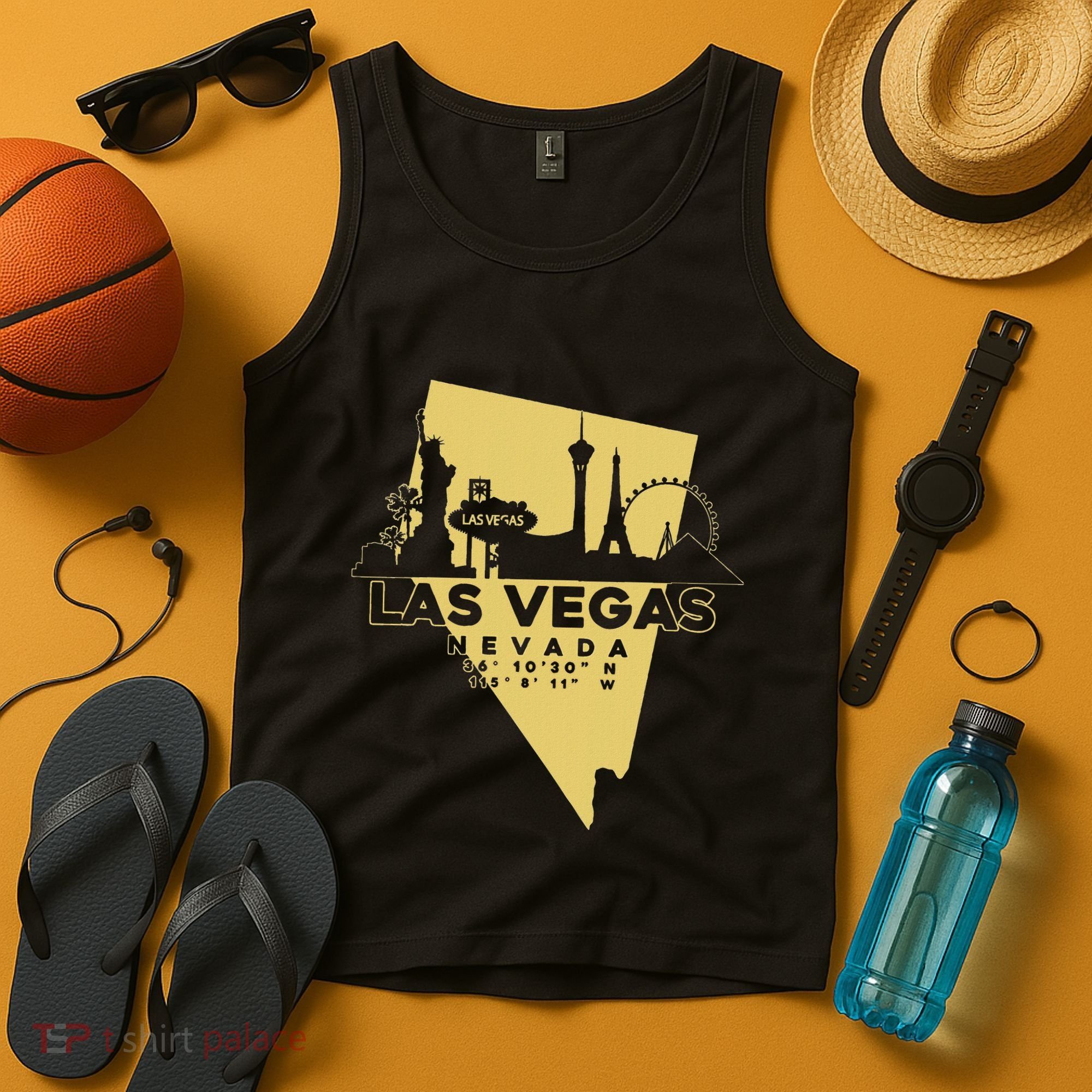 Las Vegas Nevada Skyline Gps Coordinates Tank Top