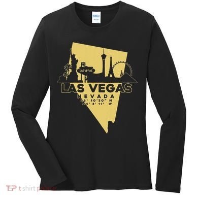 Las Vegas Nevada Skyline Gps Coordinates Women's Long Sleeve Shirt
