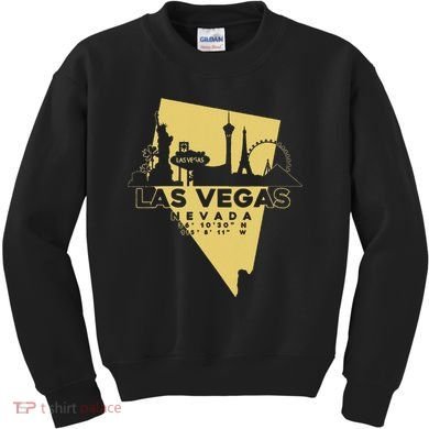 Las Vegas Nevada Skyline Gps Coordinates Kids Sweatshirt
