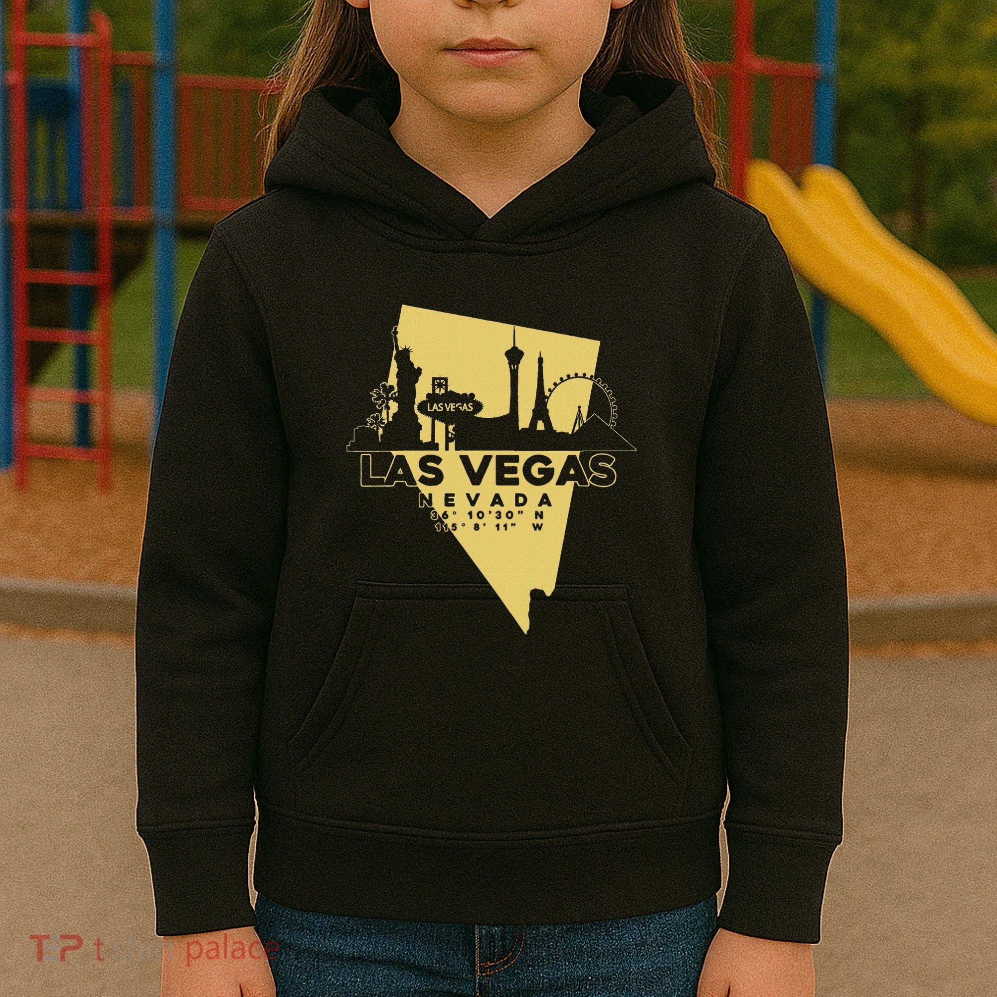 Las Vegas Nevada Skyline Gps Coordinates Kids Hoodie
