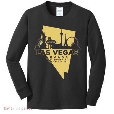 Las Vegas Nevada Skyline Gps Coordinates Kids Long Sleeve Shirt