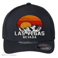 Las Vegas Nevada Retro Mountain Sunset Flexfit Unipanel Trucker Cap thumb 0