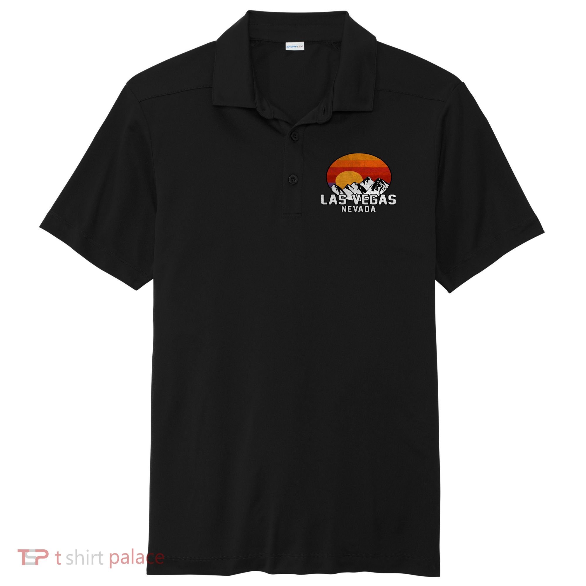 Las Vegas Nevada Retro Mountain Sunset Sport-Tek Posi-UV Pro Polo