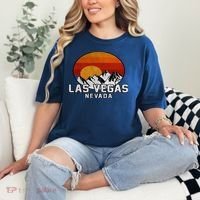 Las Vegas Nevada Retro Mountain Sunset Comfort Colors T-Shirt thumb 2