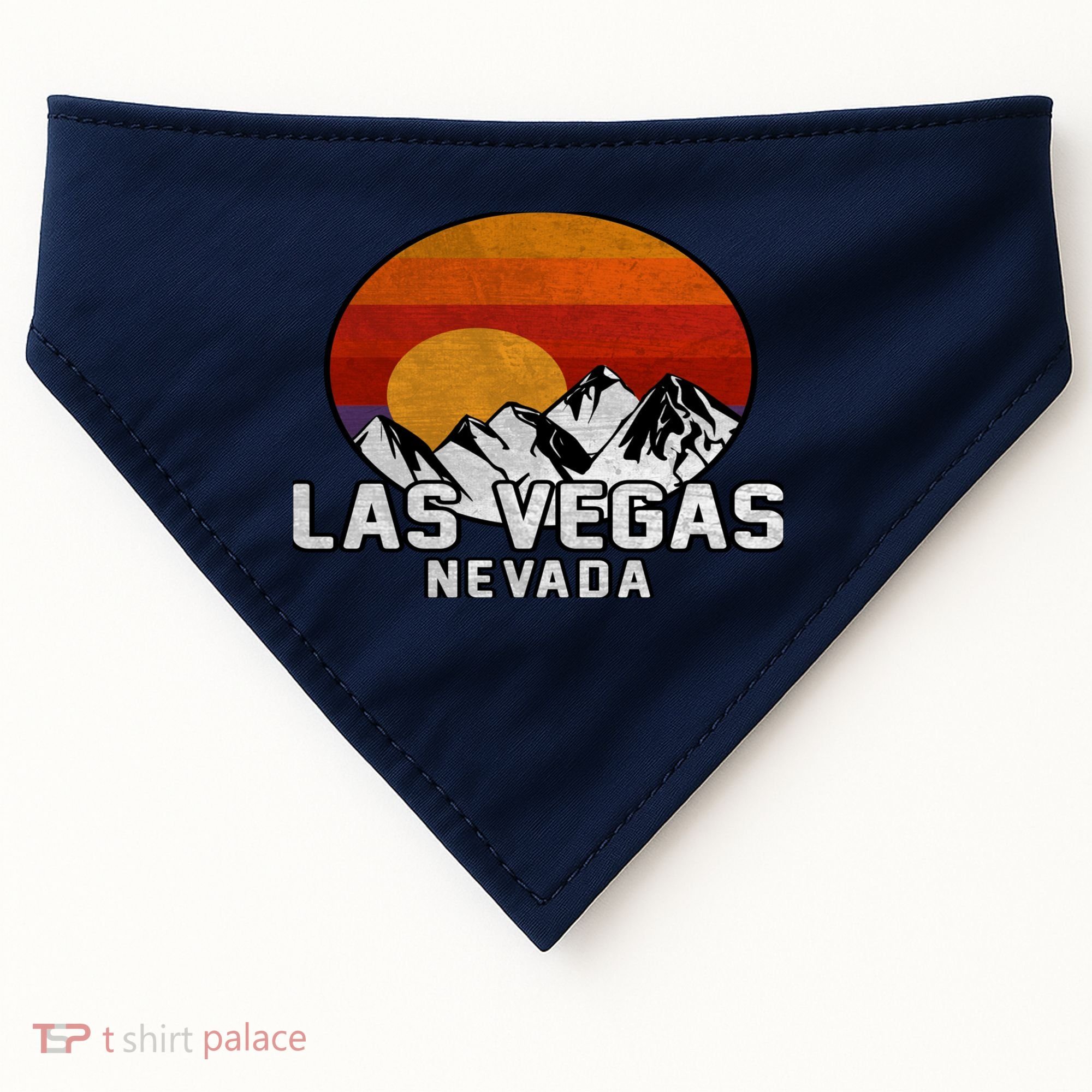 Las Vegas Nevada Retro Mountain Sunset USA-Made Doggie Bandana