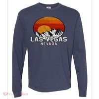 Las Vegas Nevada Retro Mountain Sunset Comfort Colors Heavyweight Long Sleeve T-Shirt thumb 0