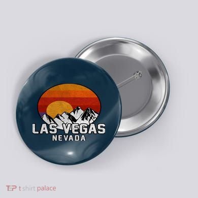 Las Vegas Nevada Retro Mountain Sunset Button