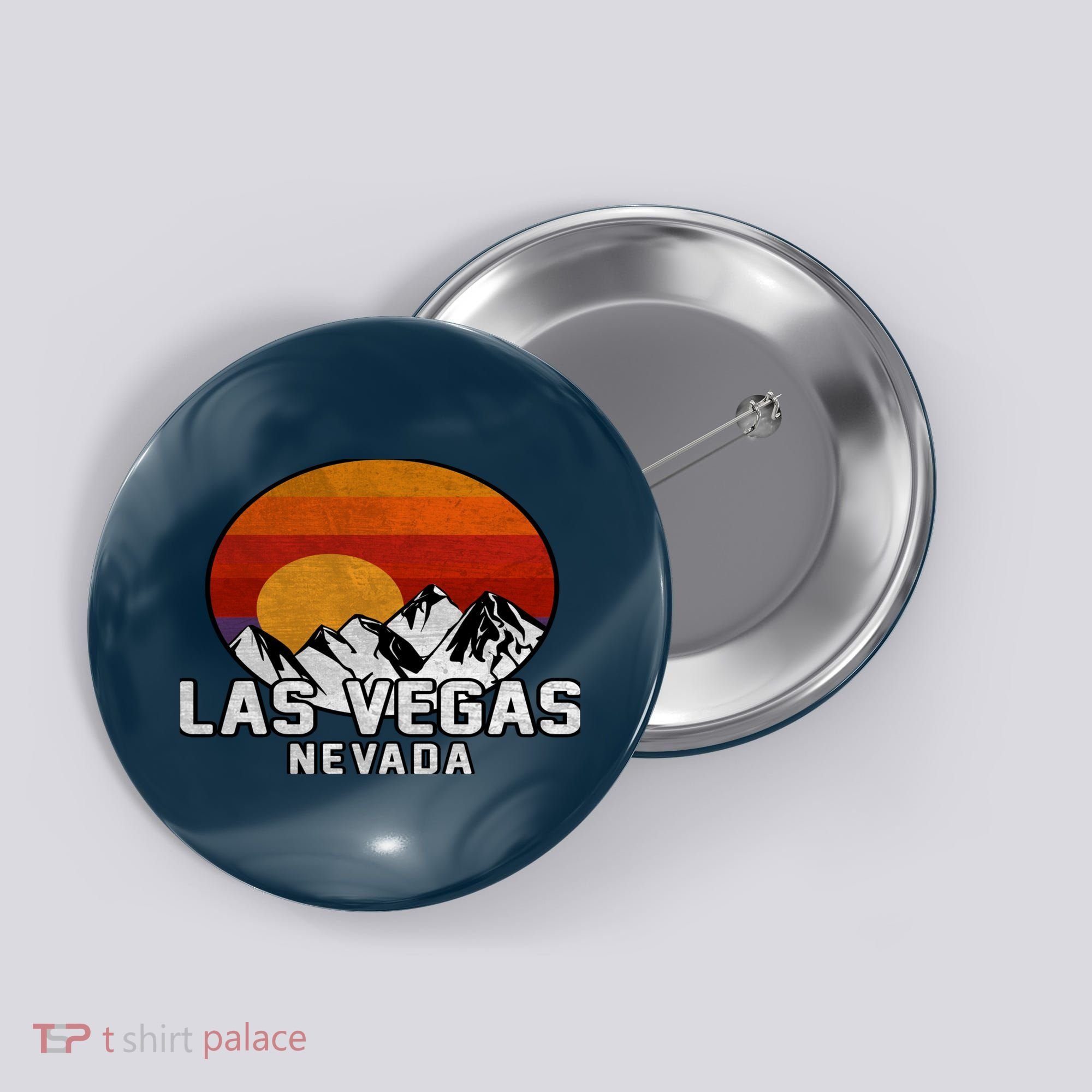 Las Vegas Nevada Retro Mountain Sunset Button