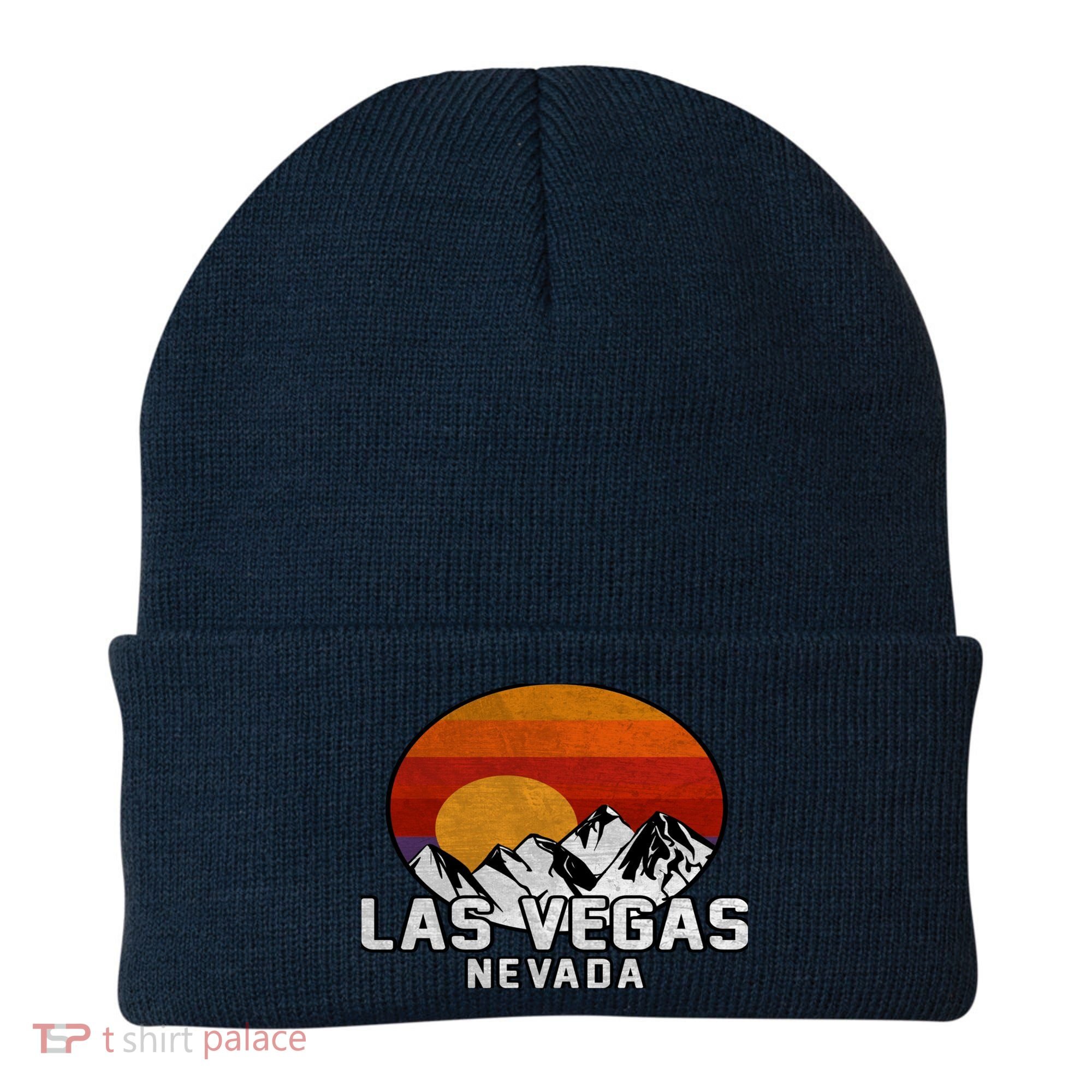 Las Vegas Nevada Retro Mountain Sunset Beanie