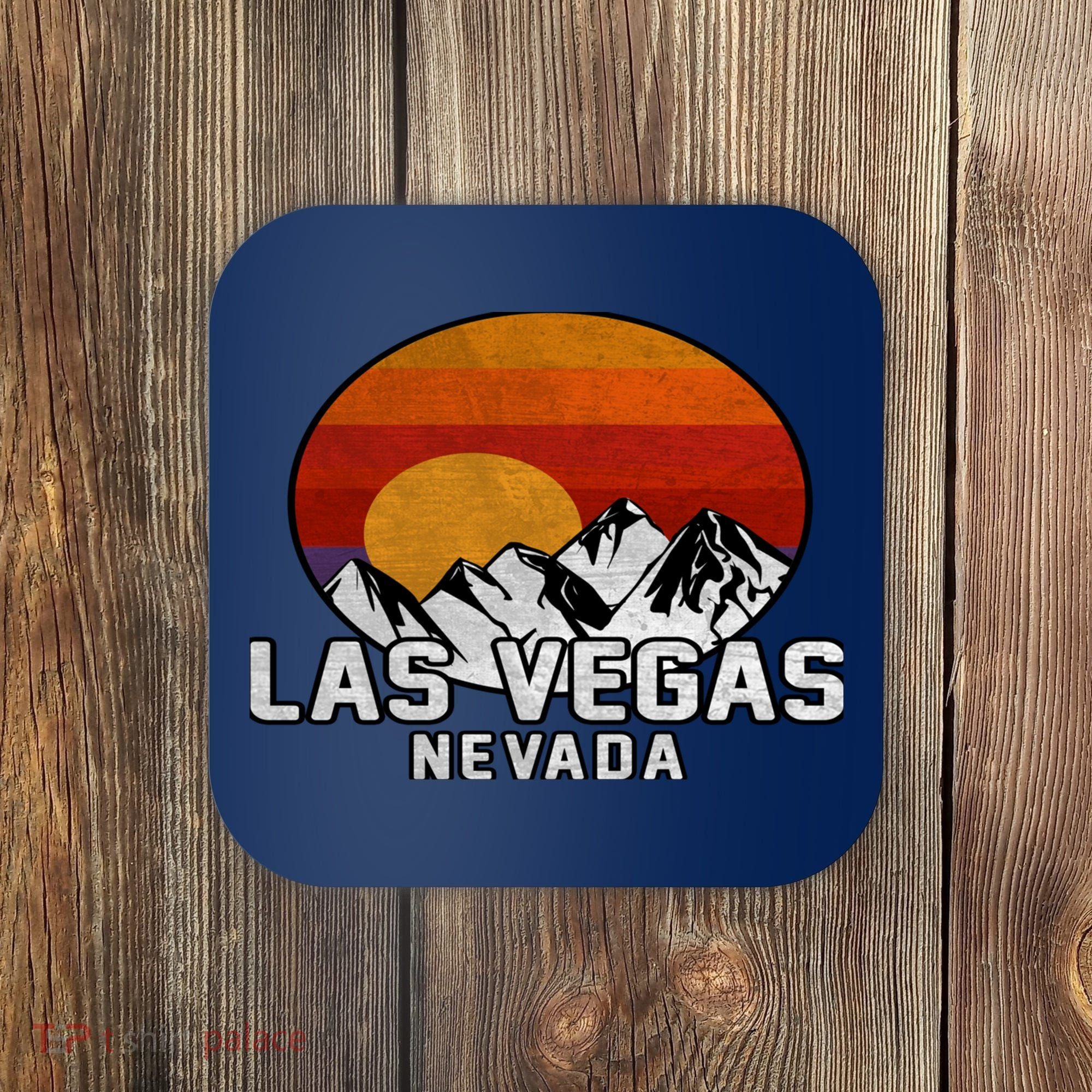 Las Vegas Nevada Retro Mountain Sunset Coaster