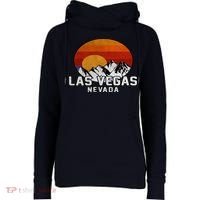 Las Vegas Nevada Retro Mountain Sunset Womens Funnel Neck Pullover Hood thumb 0