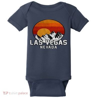 Las Vegas Nevada Retro Mountain Sunset Baby Bodysuit