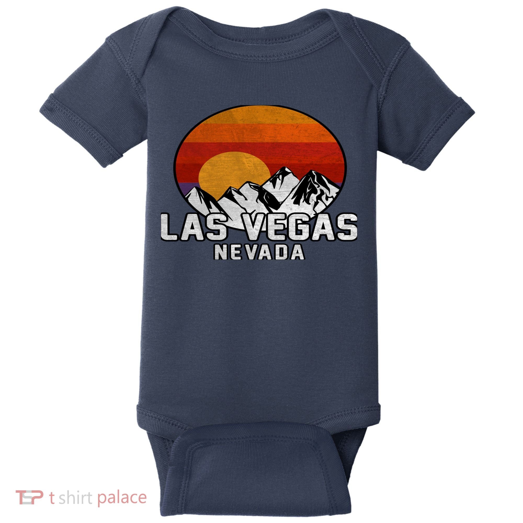 Las Vegas Nevada Retro Mountain Sunset Baby Bodysuit