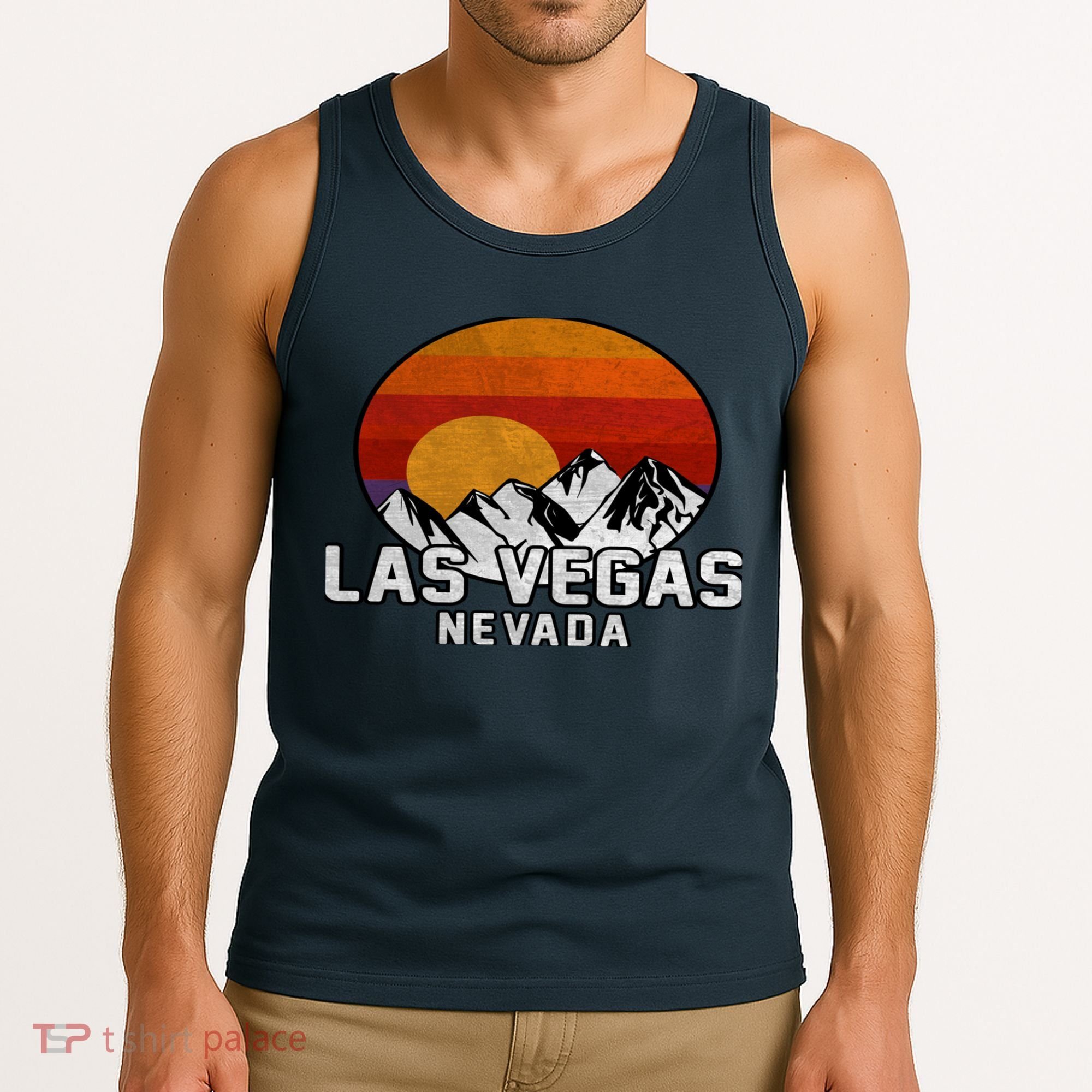 Las Vegas Nevada Retro Mountain Sunset Tank Top