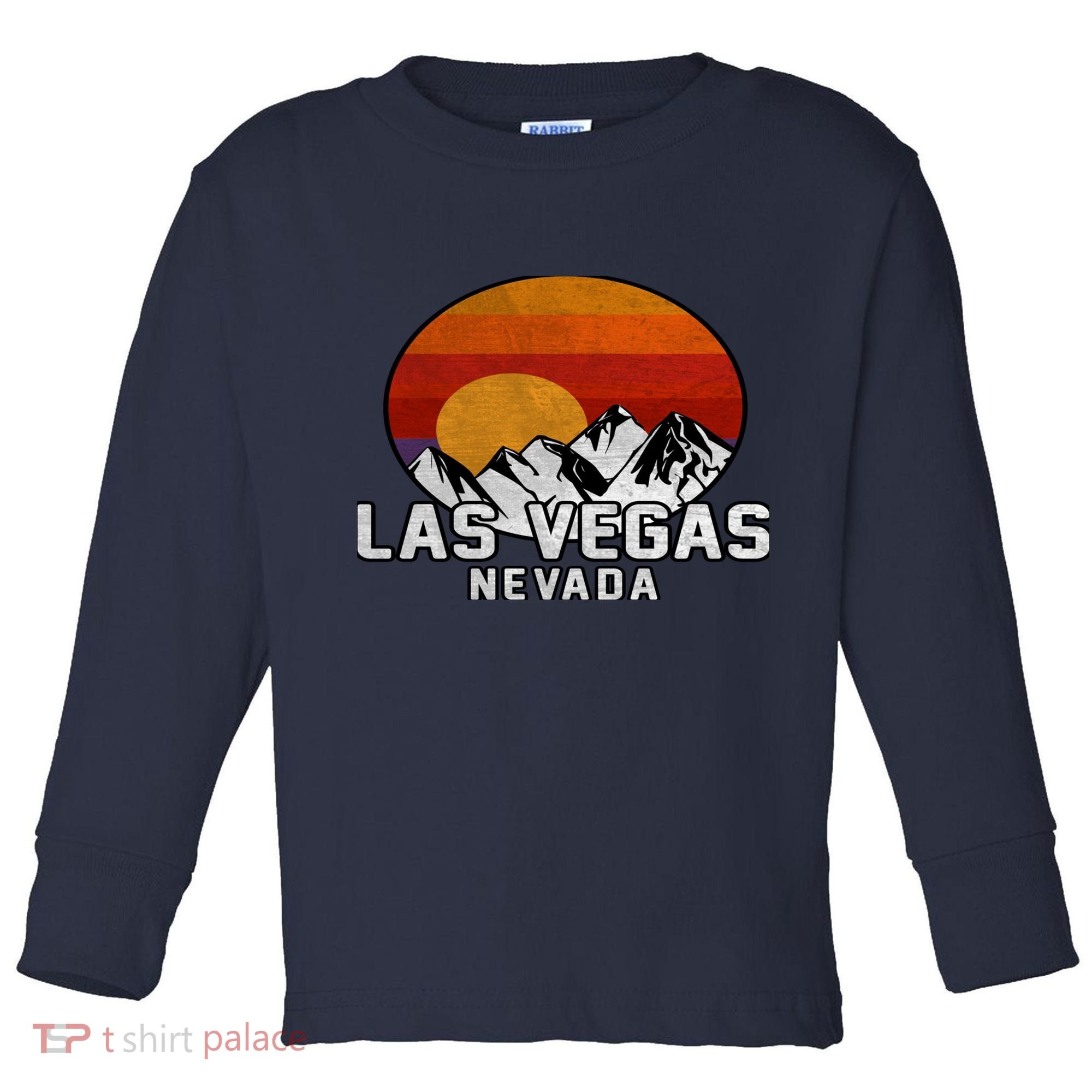 Las Vegas Nevada Retro Mountain Sunset Toddler Long Sleeve Shirt