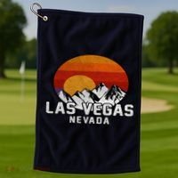 Las Vegas Nevada Retro Mountain Sunset Golf Towel thumb 1