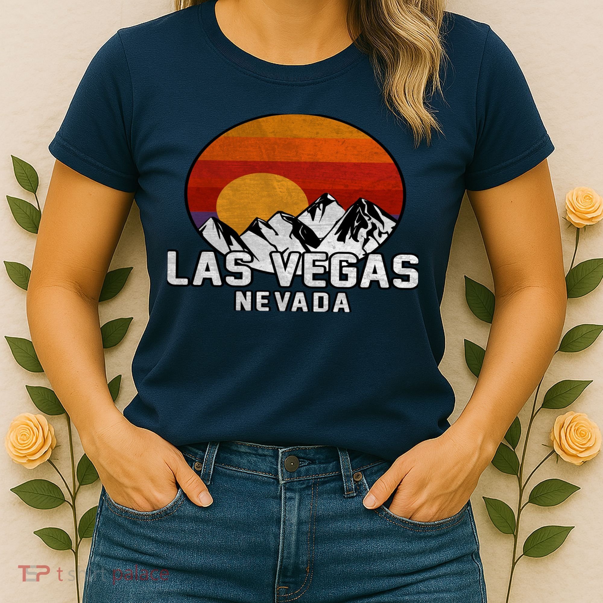 Las Vegas Nevada Retro Mountain Sunset Women's T-Shirt