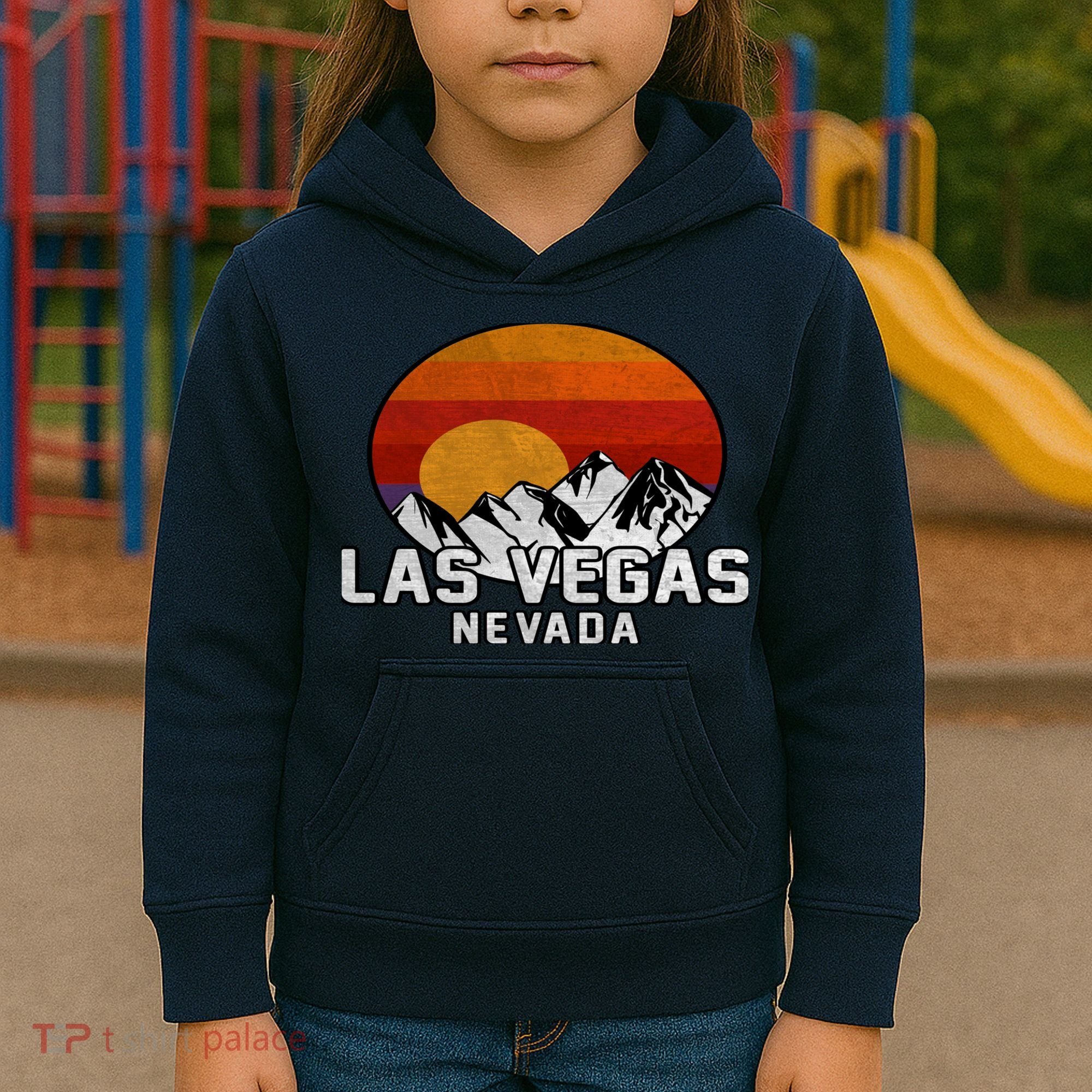 Las Vegas Nevada Retro Mountain Sunset Kids Hoodie