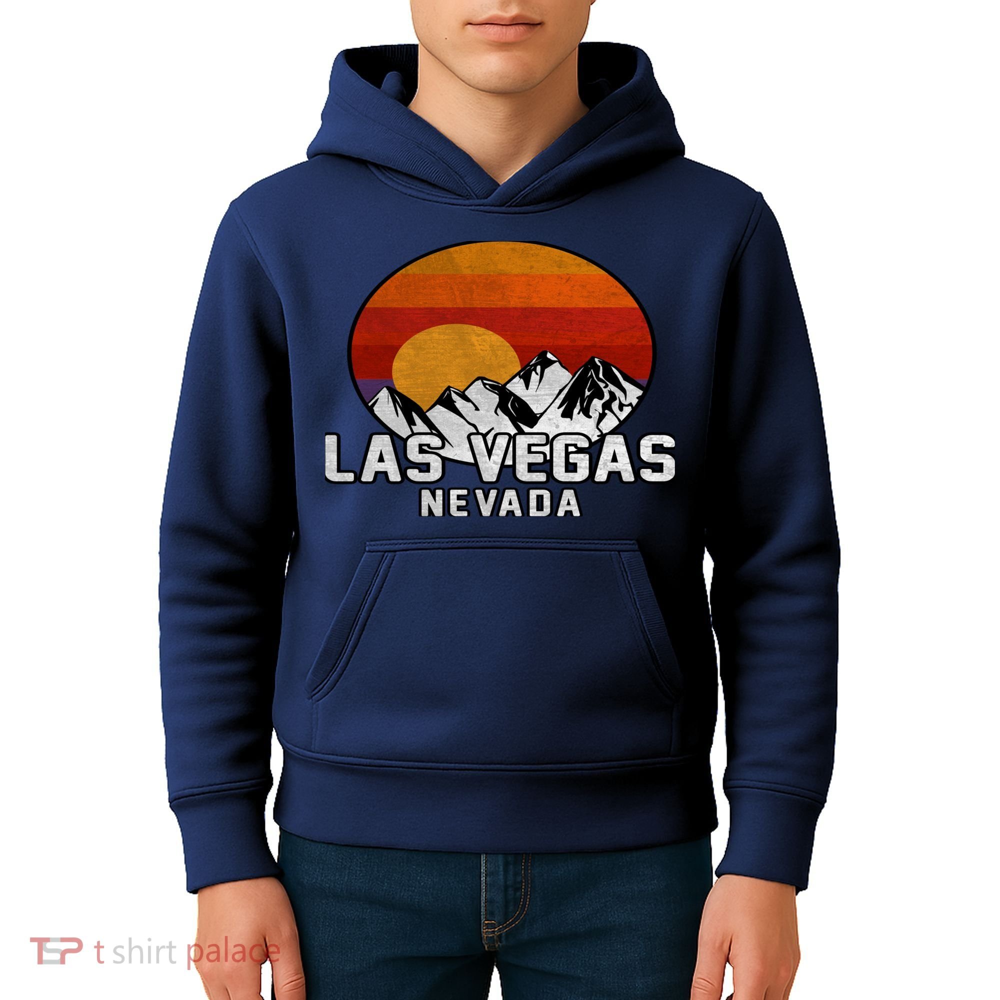 Las Vegas Nevada Retro Mountain Sunset Kids Hoodie